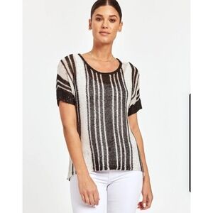 DOLCE‎ CABO Sequin Embellished Dolman High Low Sz L Silver Navy